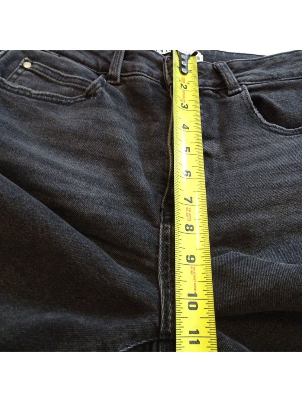 Zara Black Washed Boot Flare Jeans Women Size 8 High Rise Raw Hem Denim Grunge - Picture 8 of 10